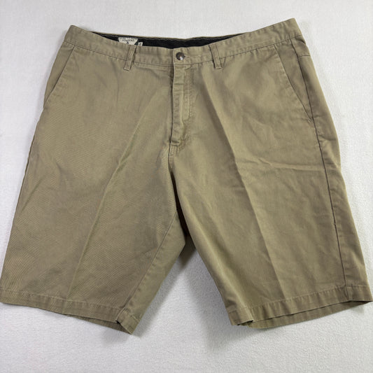 Volcom Mens Shorts 38 Khaki Chino Skate Casual Classic Straight Fit Tan