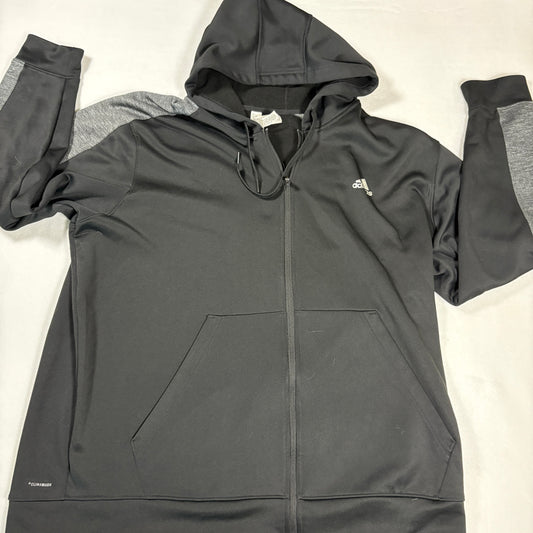 Adidas Hoodie Mens 2XL Black Gray ClimaWarm Full Zip Athletic Training Jacket