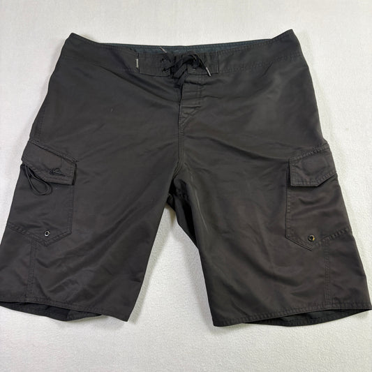 Quiksilver Mens Board Shorts 36 Black Cargo Swim Surf Skate Y2K Grunge