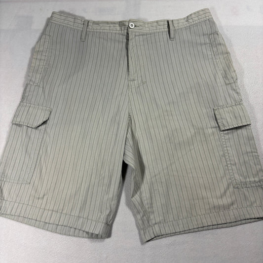 Red Sand Cargo Shorts Mens 38 Gray Pinstripe Utility Pockets Casual