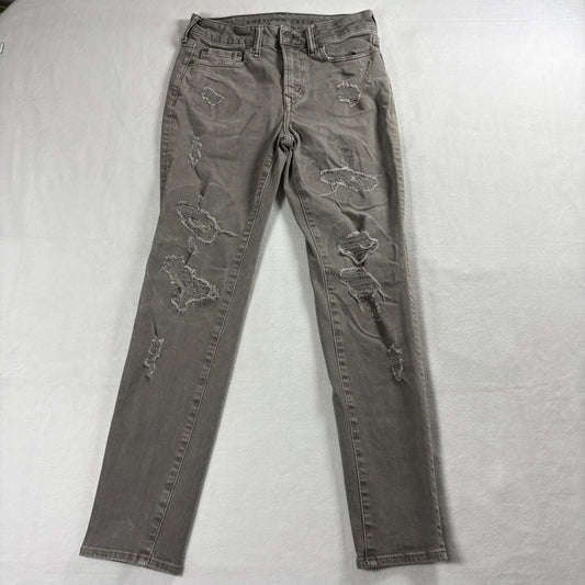 American Eagle Jeans Mens 28x30 Skinny Distressed Gray AirFlex Stretch Denim Fit