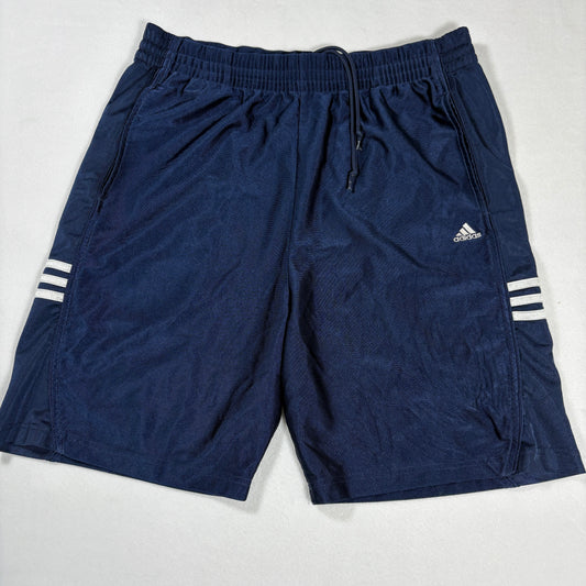 Adidas Shorts Mens Medium Navy Blue 3 Stripe Athletic Training Gym Activewear