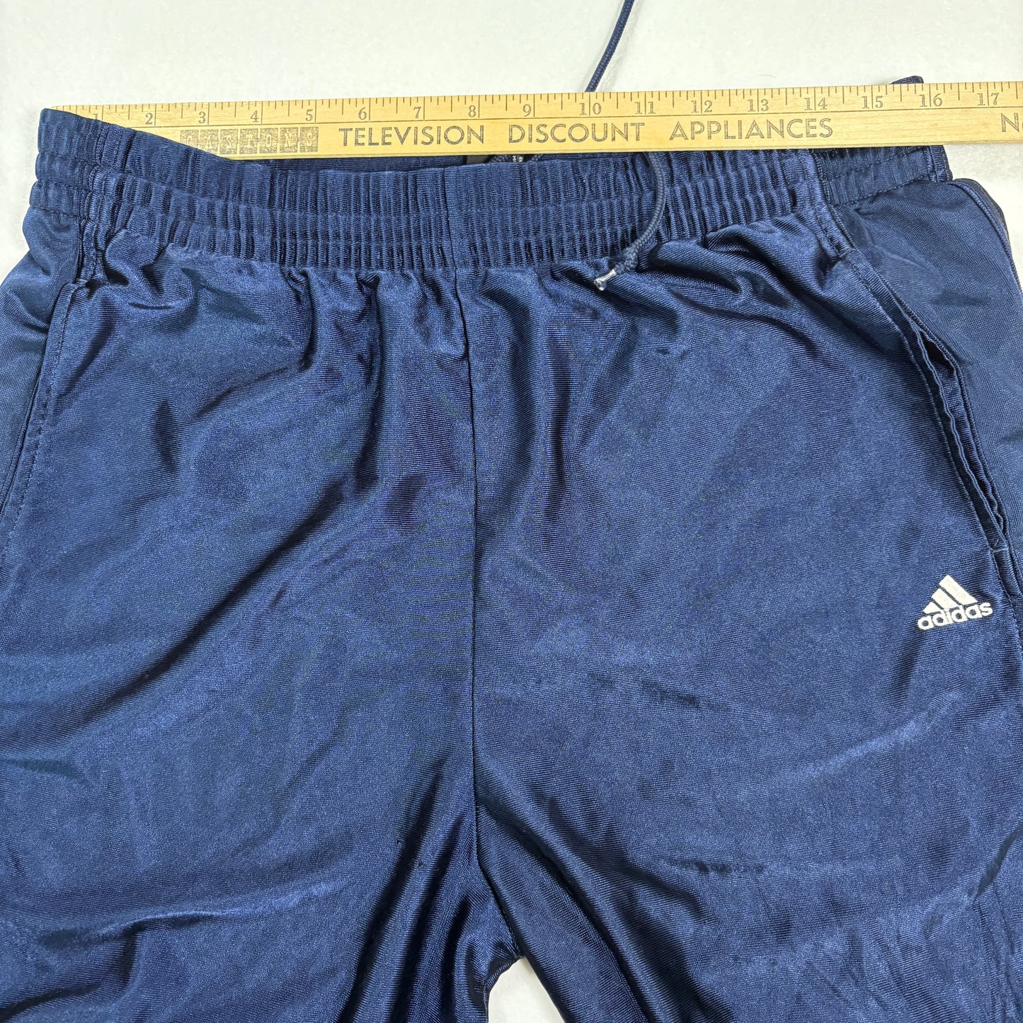 Adidas Shorts Mens Medium Navy Blue 3 Stripe Athletic Training Gym Activewear