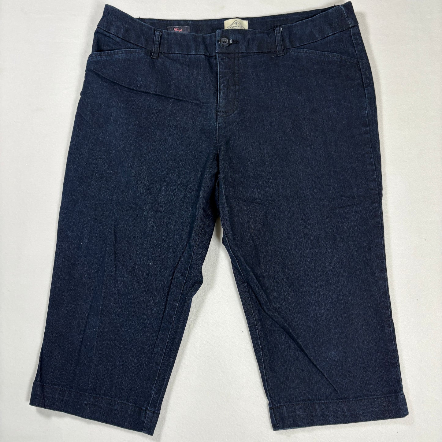 St Johns Bay Capri Jeans Womens 14P Dark Wash Stretch Denim Cropped Pants