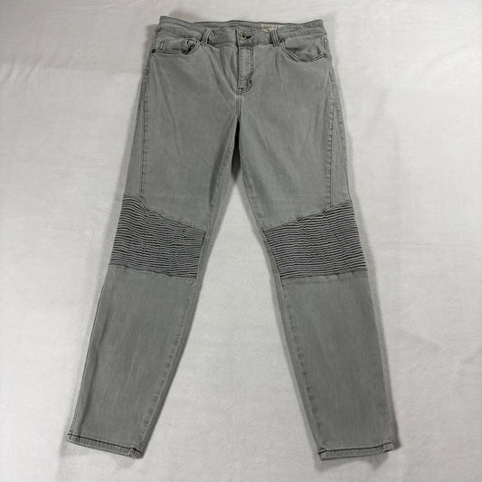 Moto Biker Skinny Jeans Pistola Tag 32 Fits Like 30X26 Gray Stretch Panel Denim