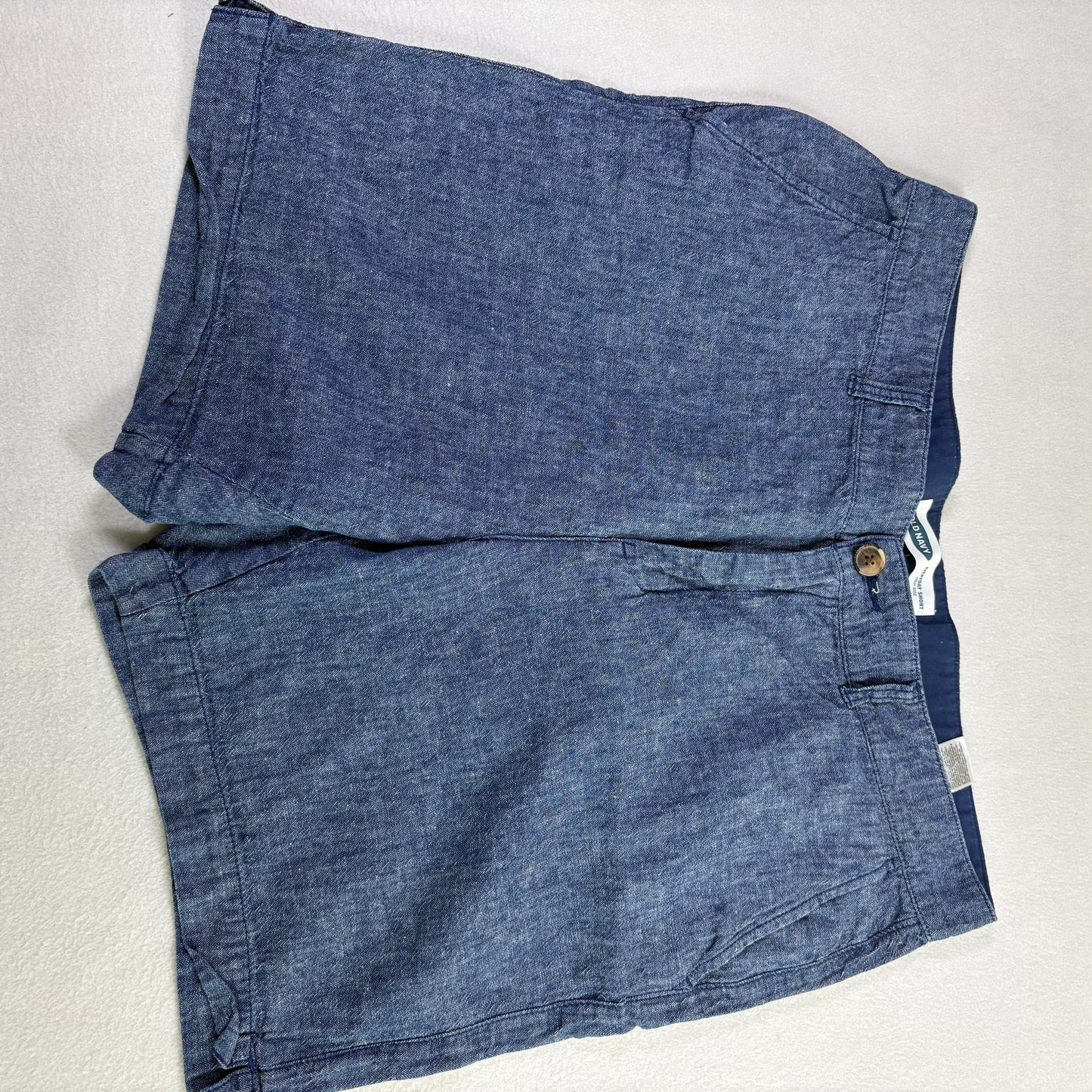 Old Navy Womens Shorts 12 Blue Linen Blend Everyday High Rise Casual Summer