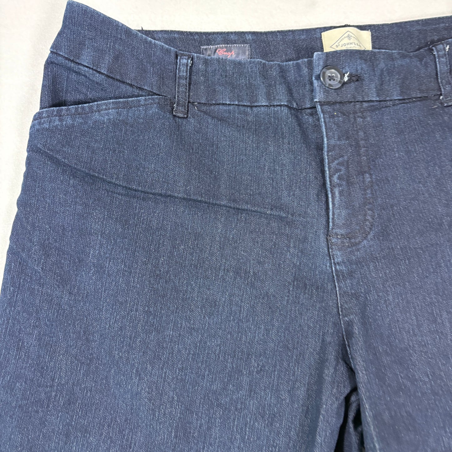 St Johns Bay Capri Jeans Womens 14P Dark Wash Stretch Denim Cropped Pants