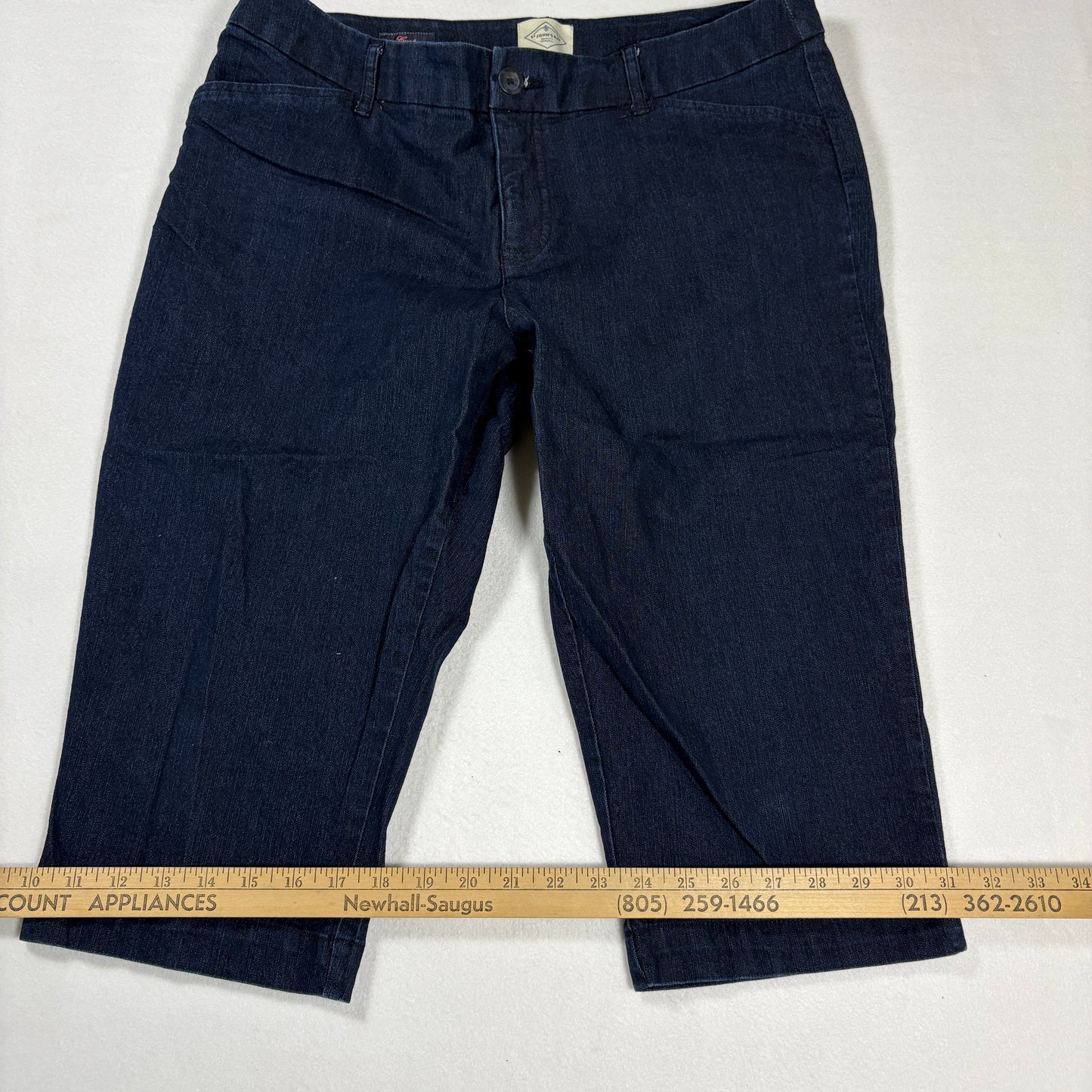 St Johns Bay Capri Jeans Womens 14P Dark Wash Stretch Denim Cropped Pants