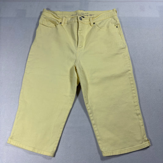 Gloria Vanderbilt Amanda Capris Women’s 10 Yellow Stretch Slimming Rhinestone Pocket
