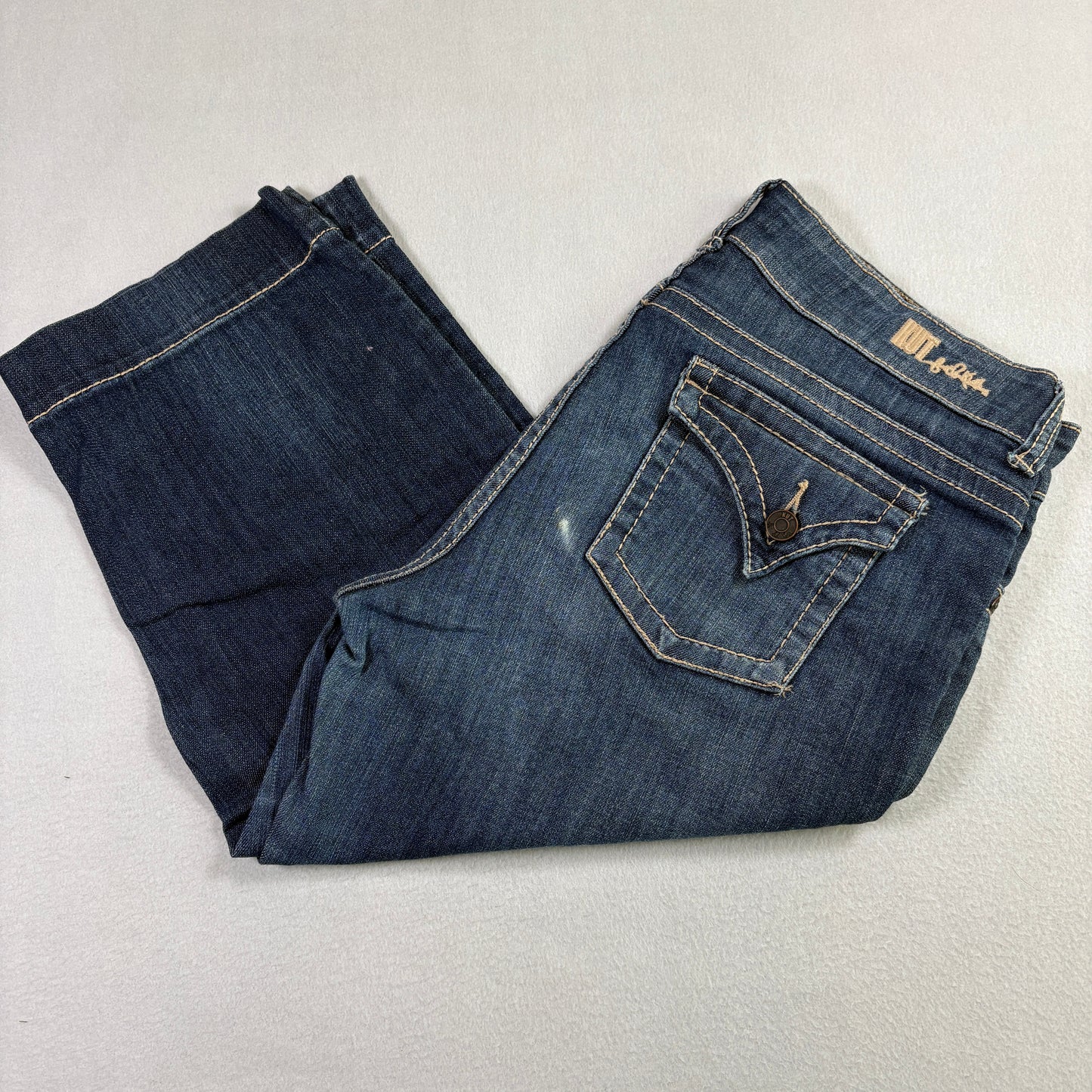 Kut from the Kloth womens jeans size 14 blue denim capri cropped Y2K casual