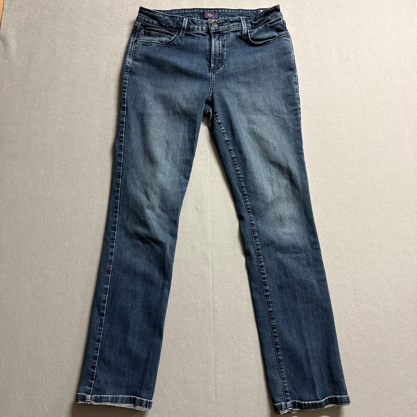 NYDJ Slim Straight Jeans Womens 10 Fits Like 31x30 Stretch Medium Wash Denim