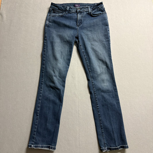 NYDJ Slim Straight Jeans Womens 10 Fits Like 31x30 Stretch Medium Wash Denim