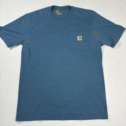 Carhartt Pocket T-Shirt Mens M Blue Workwear Original Fit Heavyweight Tee