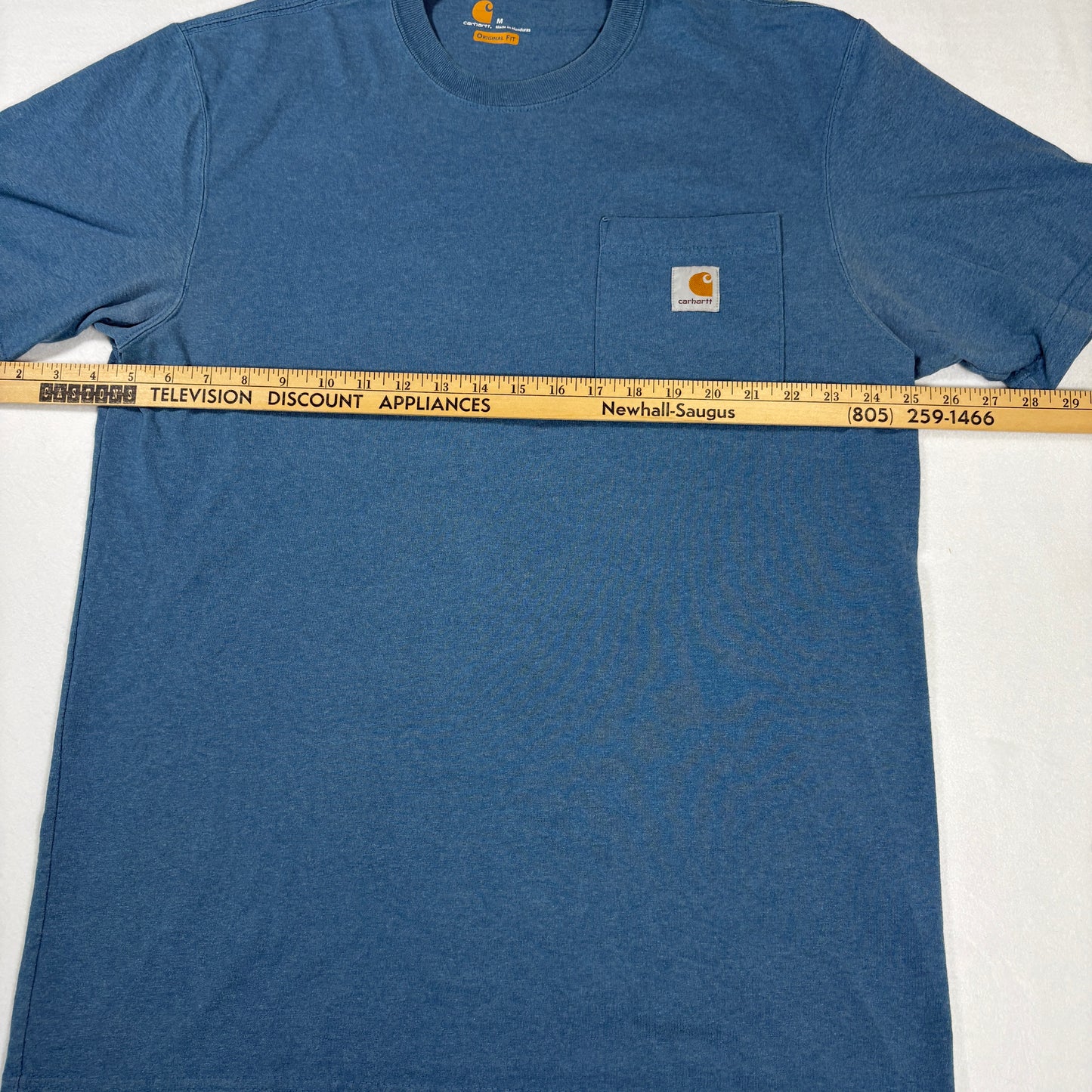 Carhartt Pocket T-Shirt Mens M Blue Workwear Original Fit Heavyweight Tee