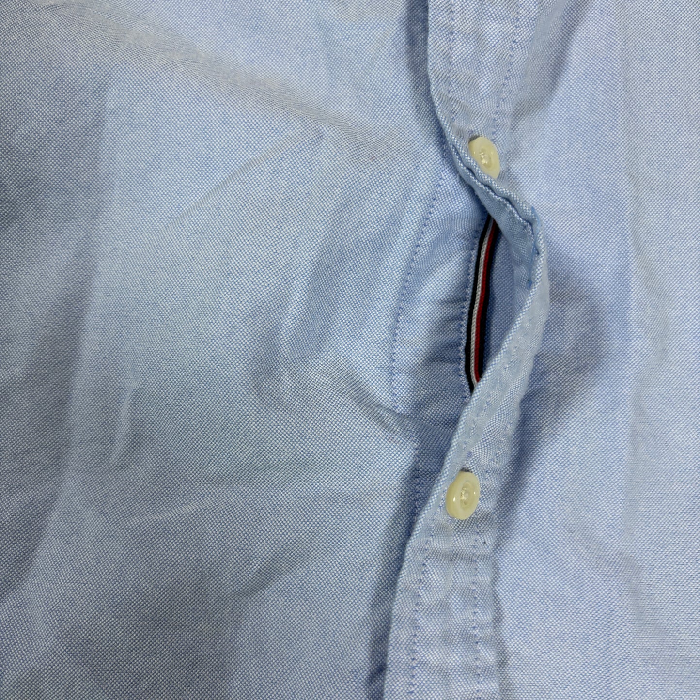 Tommy Hilfiger Shirt Mens M Blue Oxford Button Down Custom Fit Long Sleeve