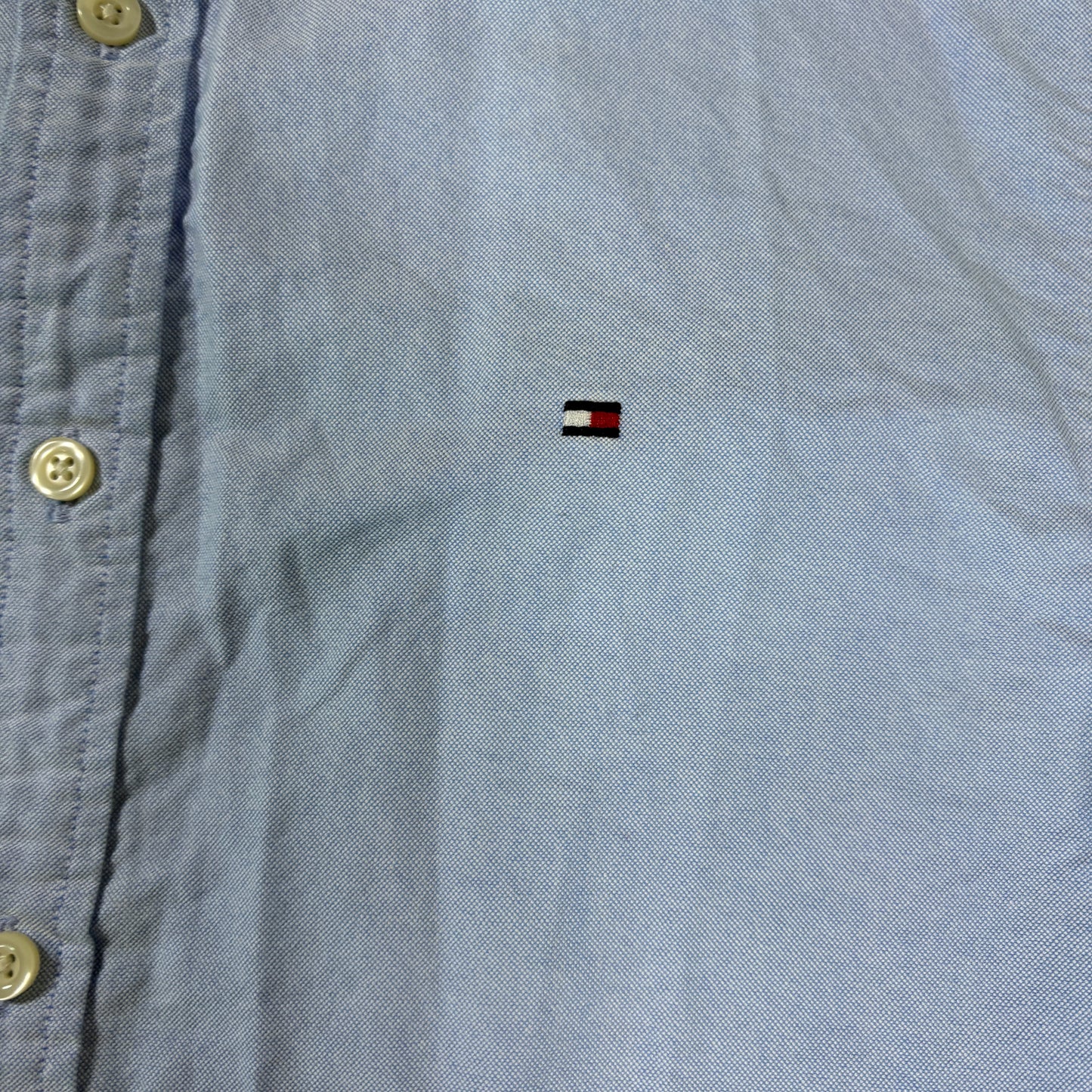 Tommy Hilfiger Shirt Mens M Blue Oxford Button Down Custom Fit Long Sleeve