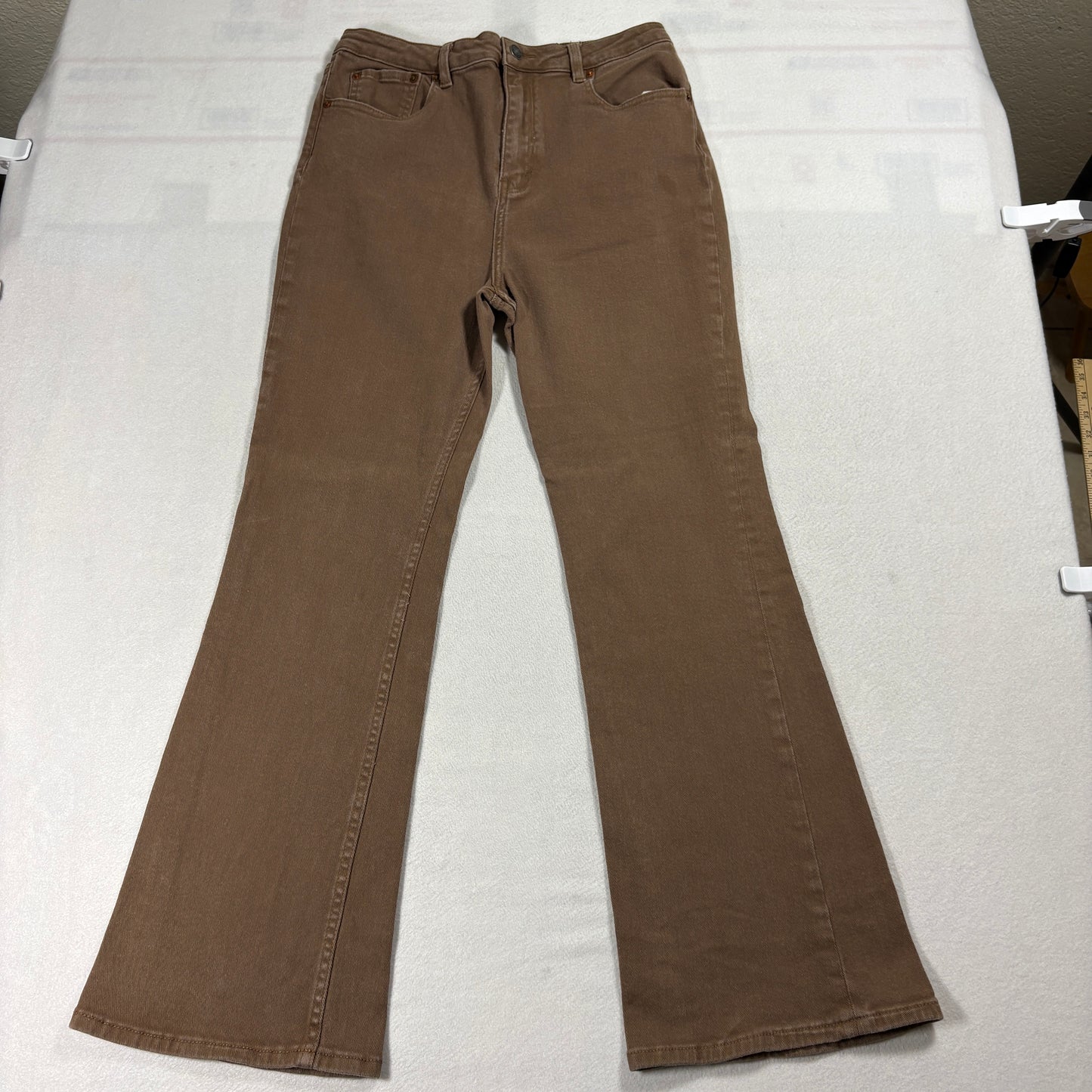 Motel Denim Jeans Womens XXL 28x28 Brown Flare Stretch 70s Retro High Rise