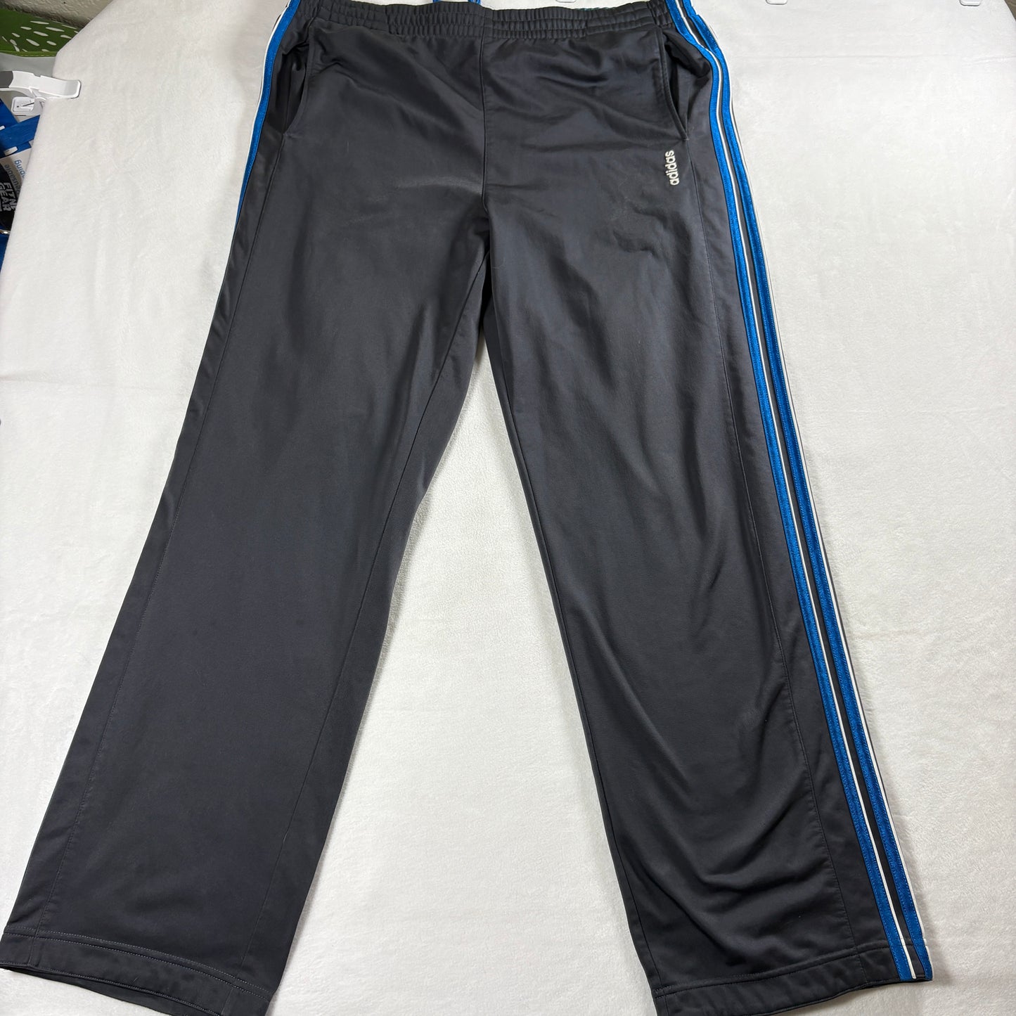 Adidas Track Pants Mens Large Black Blue Stripe Retro Streetwear Joggers 90S Run