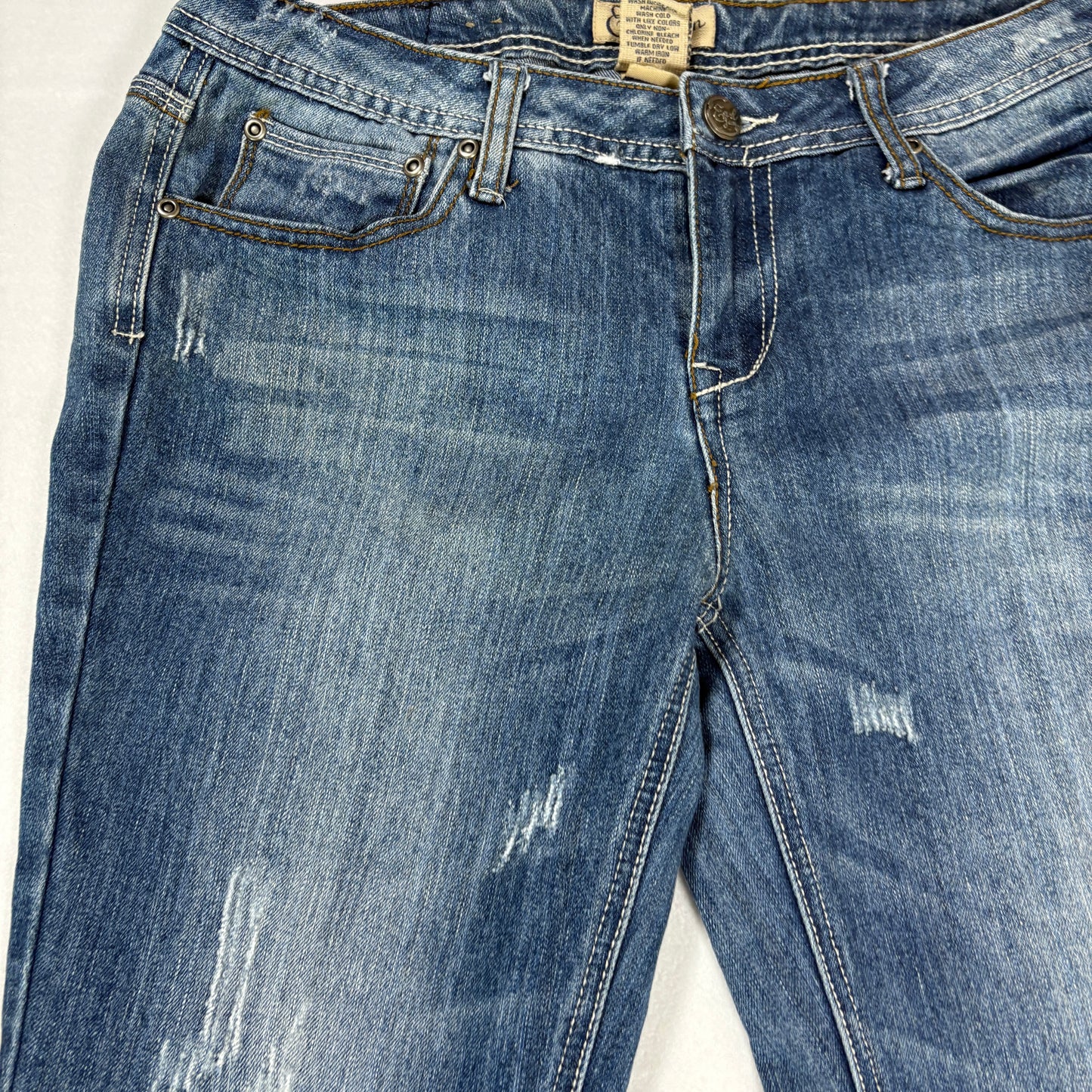 Earl Jean Jeans Women’s Size 6 Bootcut Distressed Blue Denim Stretch Casual