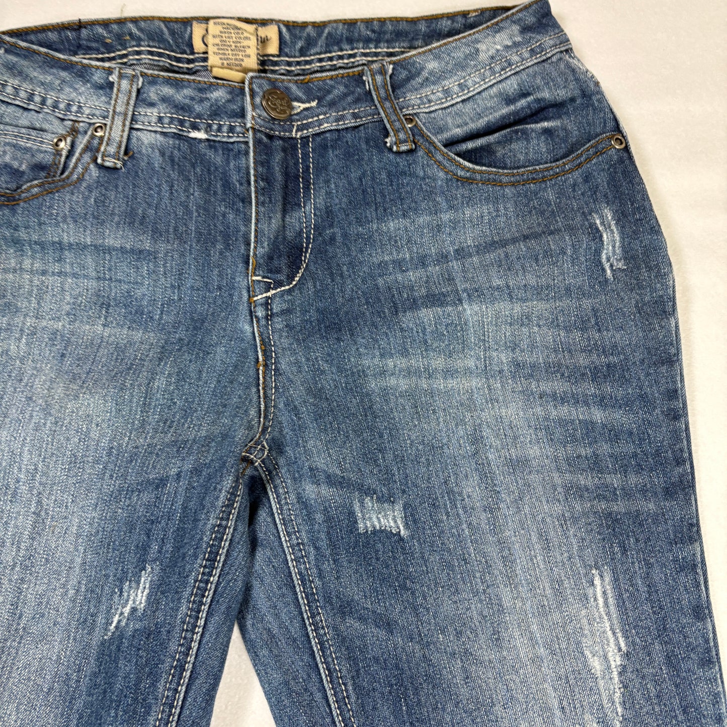 Earl Jean Jeans Women’s Size 6 Bootcut Distressed Blue Denim Stretch Casual