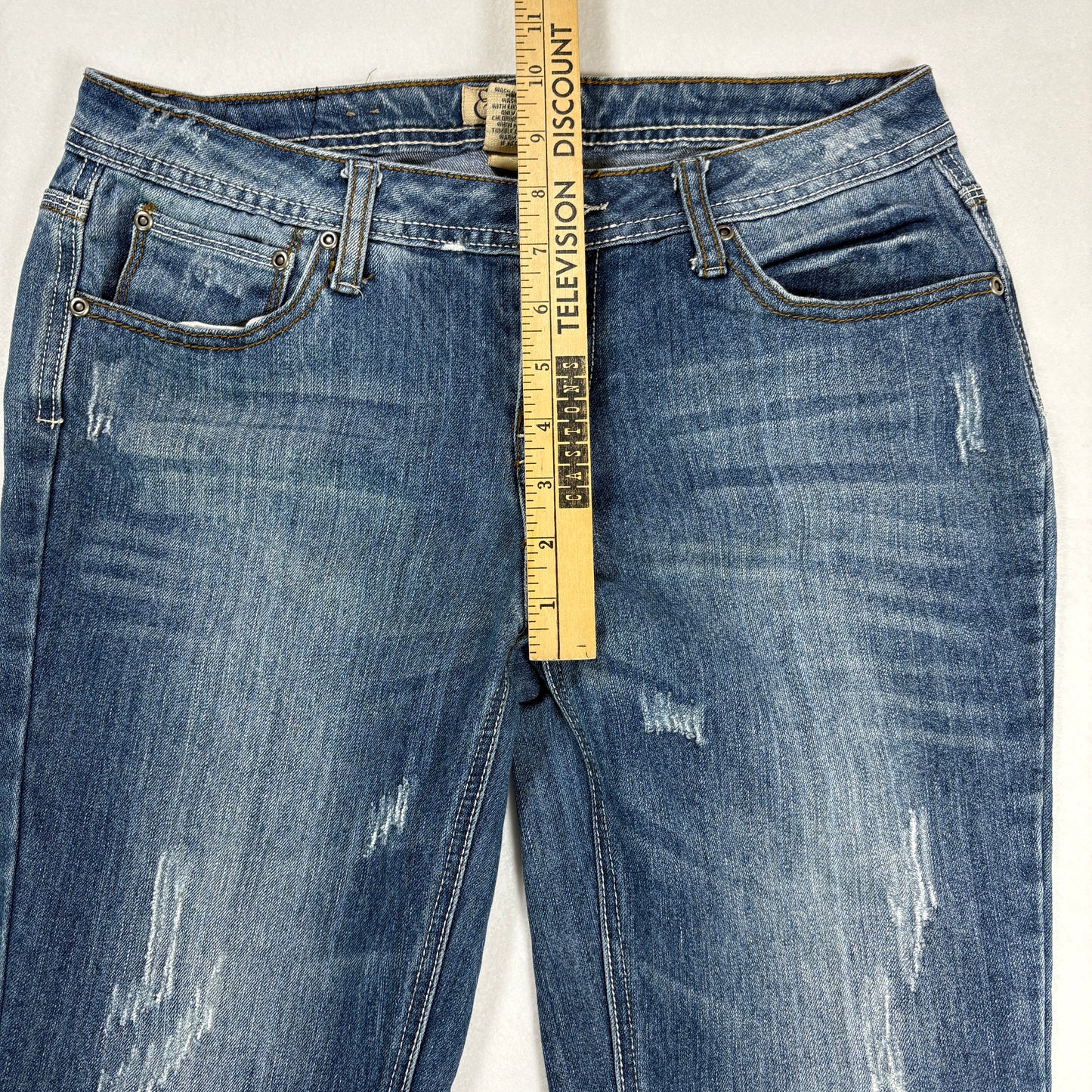Earl Jean Jeans Women’s Size 6 Bootcut Distressed Blue Denim Stretch Casual