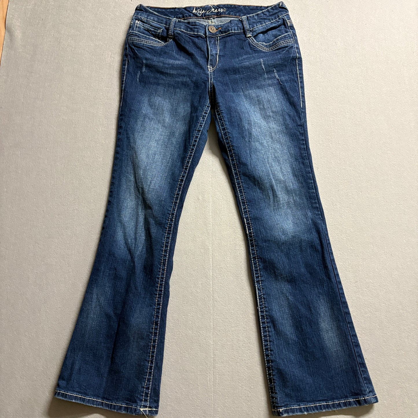 Y2K Flare Bootcut Jeans Ariya Size Fits Like 32X31 Medium Wash Stretch Denim
