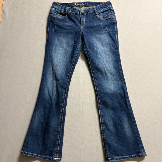 Y2K Flare Bootcut Jeans Ariya Size Fits Like 32X31 Medium Wash Stretch Denim