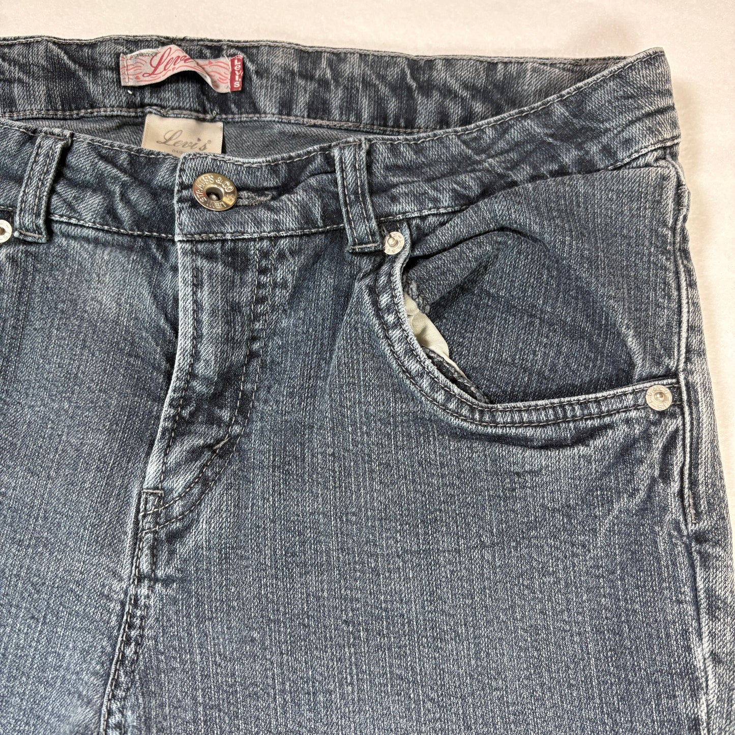Levi’s Jeans Women’s 14 Plus Gray Straight Leg Stretch Mid Rise Denim Casual