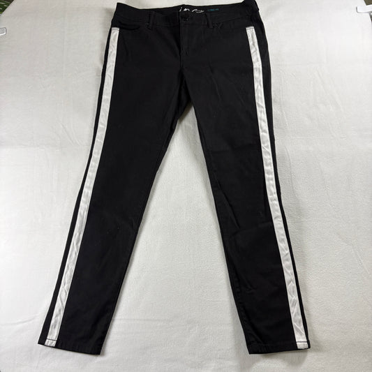 INC Denim Pants Womens 14 Black Skinny Leg Side Stripe NWT Streetwear Chic Retro