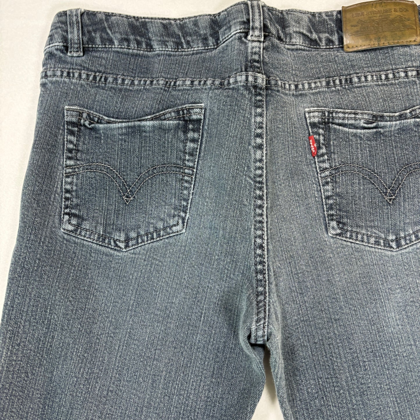 Levi’s Jeans Women’s 14 Plus Gray Straight Leg Stretch Mid Rise Denim Casual