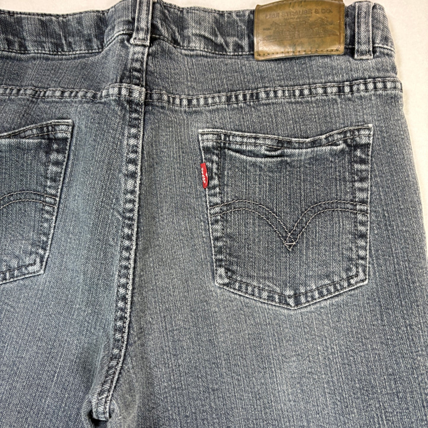 Levi’s Jeans Women’s 14 Plus Gray Straight Leg Stretch Mid Rise Denim Casual