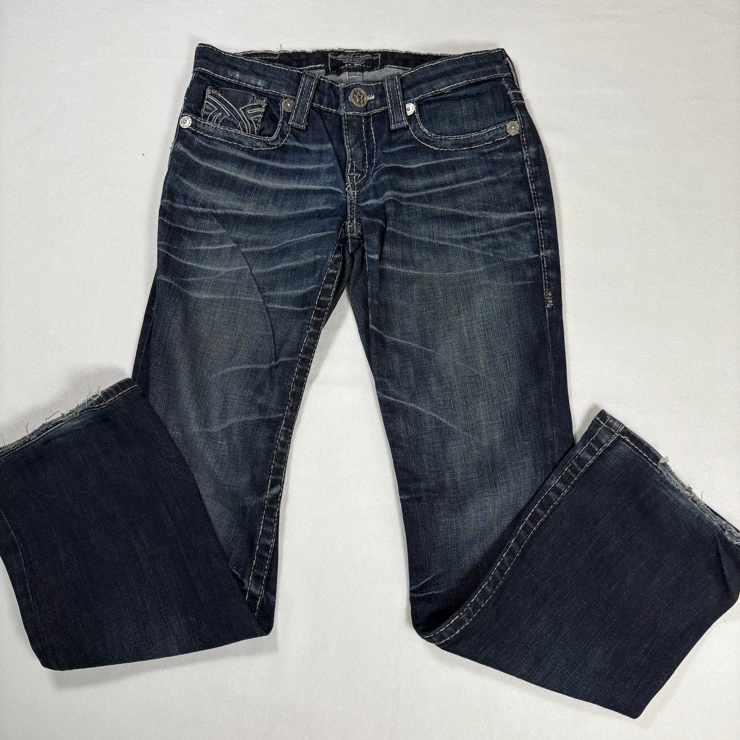 Big Star Jeans Women’s 26R Liv Bootcut Dark Wash Distressed Stretch Denim