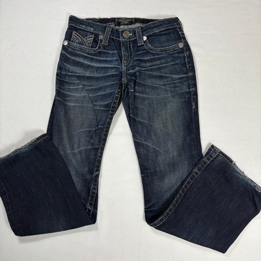 Big Star Jeans Women’s 26R Liv Bootcut Dark Wash Distressed Stretch Denim