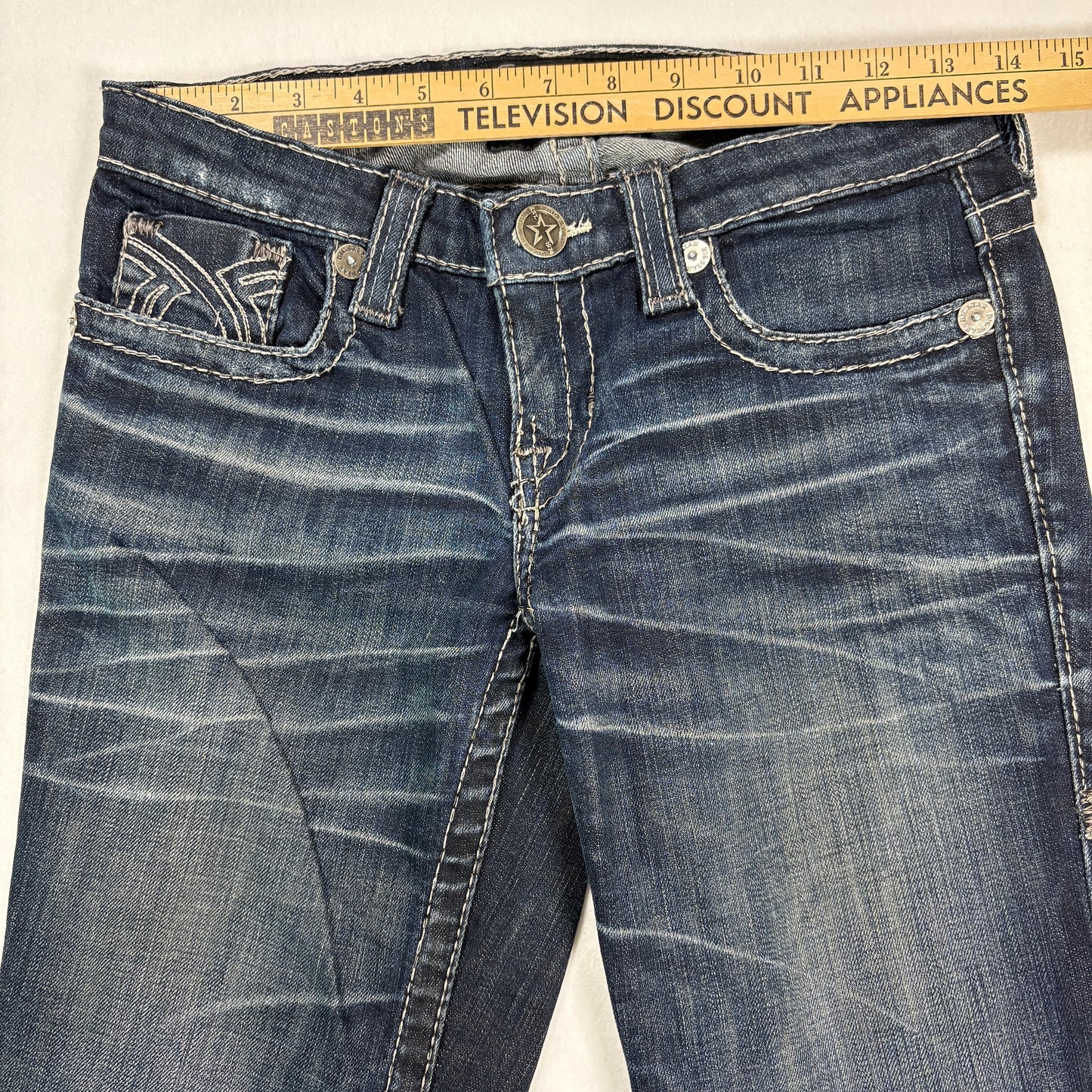 Big Star Jeans Women’s 26R Liv Bootcut Dark Wash Distressed Stretch Denim