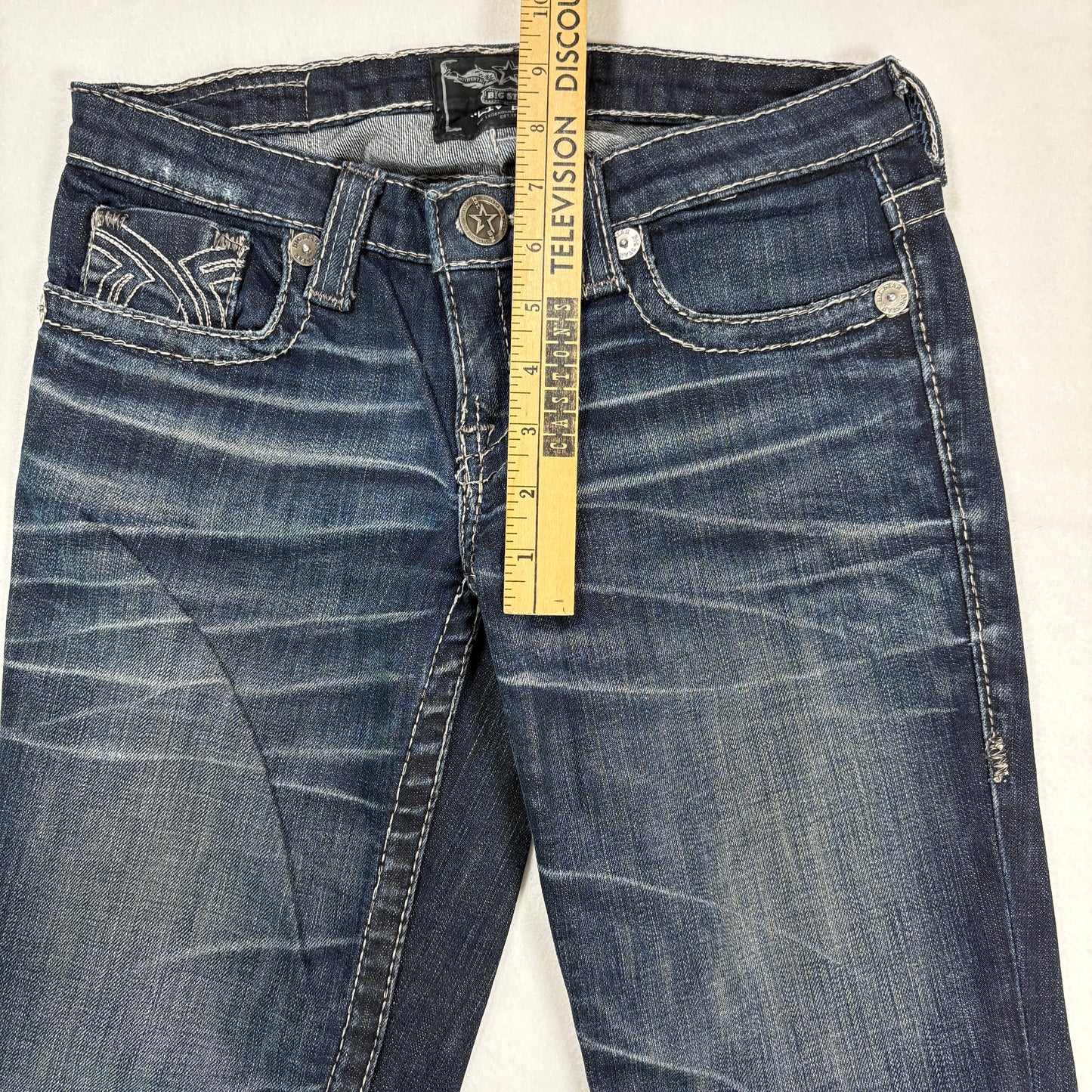 Big Star Jeans Women’s 26R Liv Bootcut Dark Wash Distressed Stretch Denim