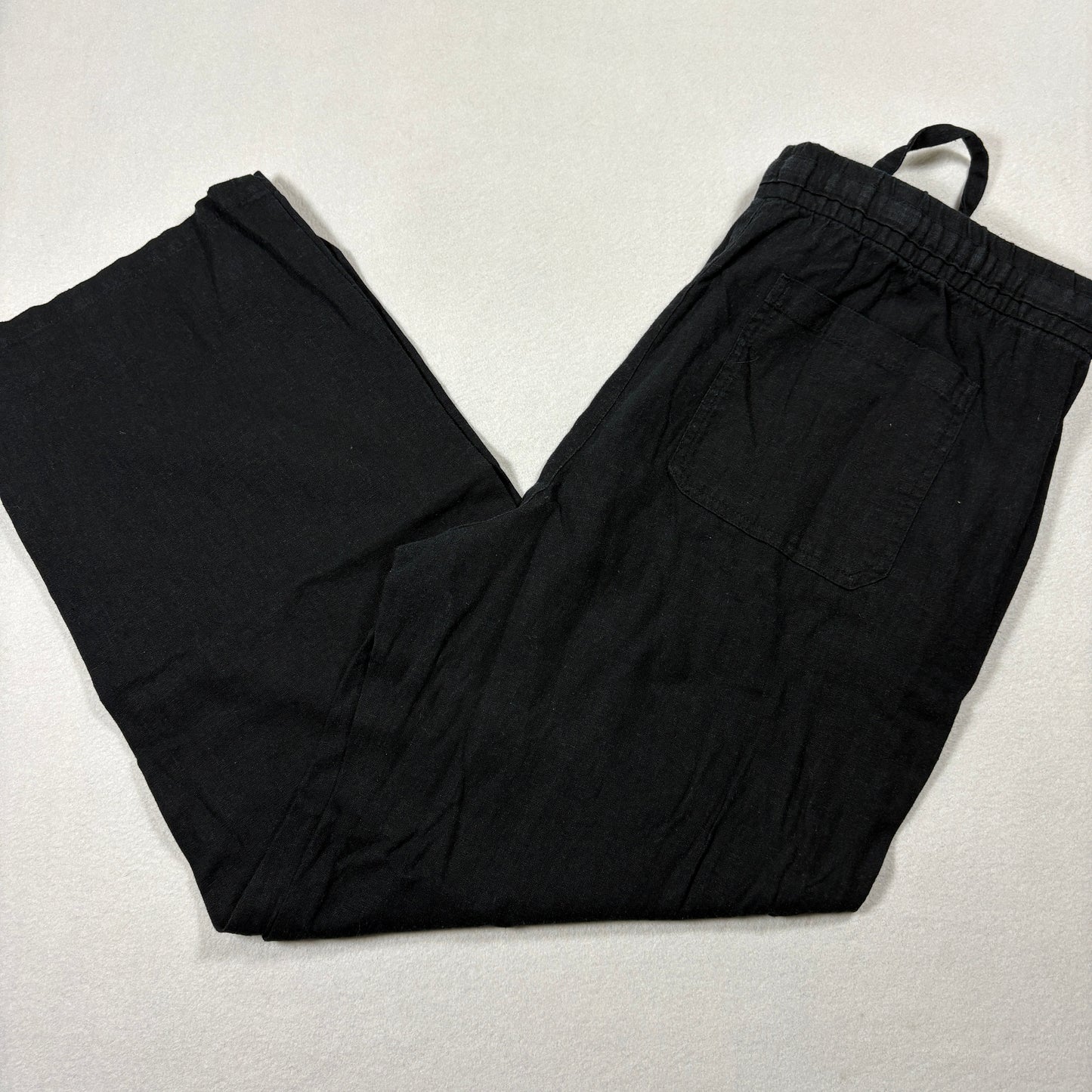 Old Navy Mens Pants Size L Black Linen Blend Drawstring Relaxed Y2K Grunge