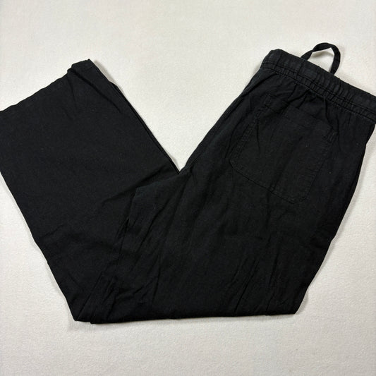 Old Navy Mens Pants Size L Black Linen Blend Drawstring Relaxed Y2K Grunge