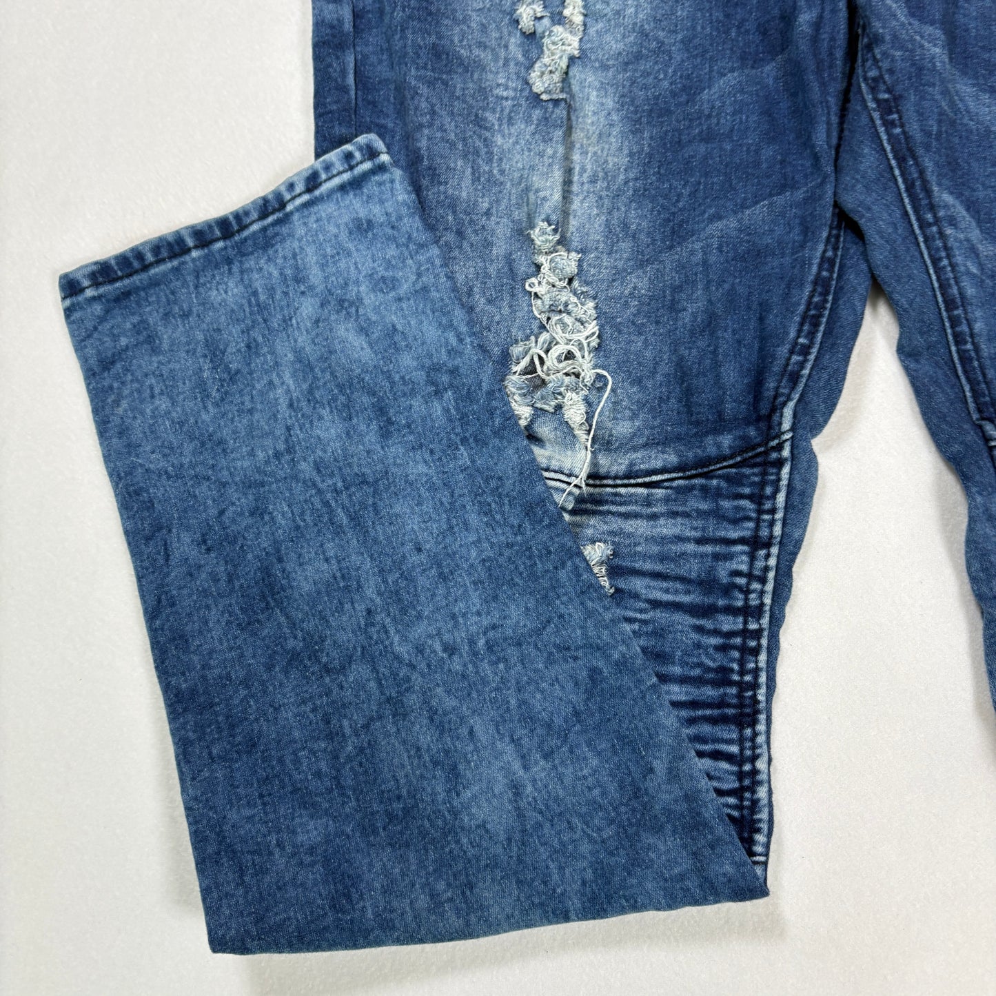 Cain & Abel Jeans Men’s Size 38 Distressed Moto Biker Blue Denim Stretch Pants