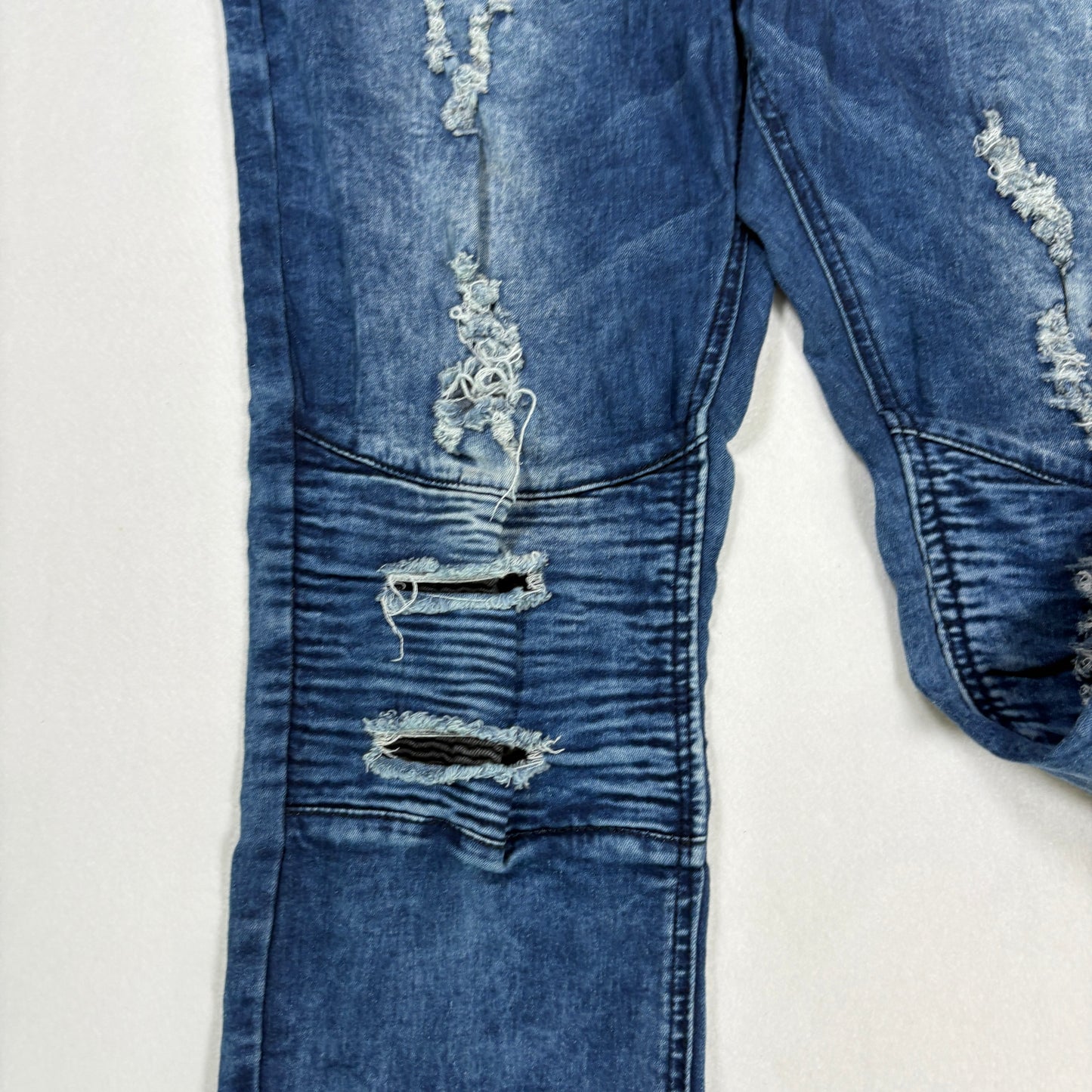 Cain & Abel Jeans Men’s Size 38 Distressed Moto Biker Blue Denim Stretch Pants