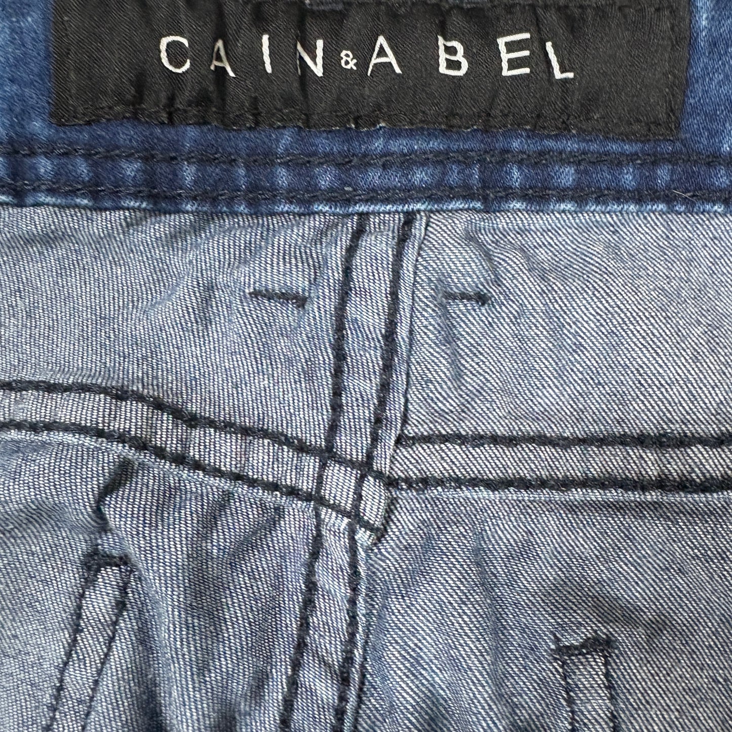 Cain & Abel Jeans Men’s Size 38 Distressed Moto Biker Blue Denim Stretch Pants
