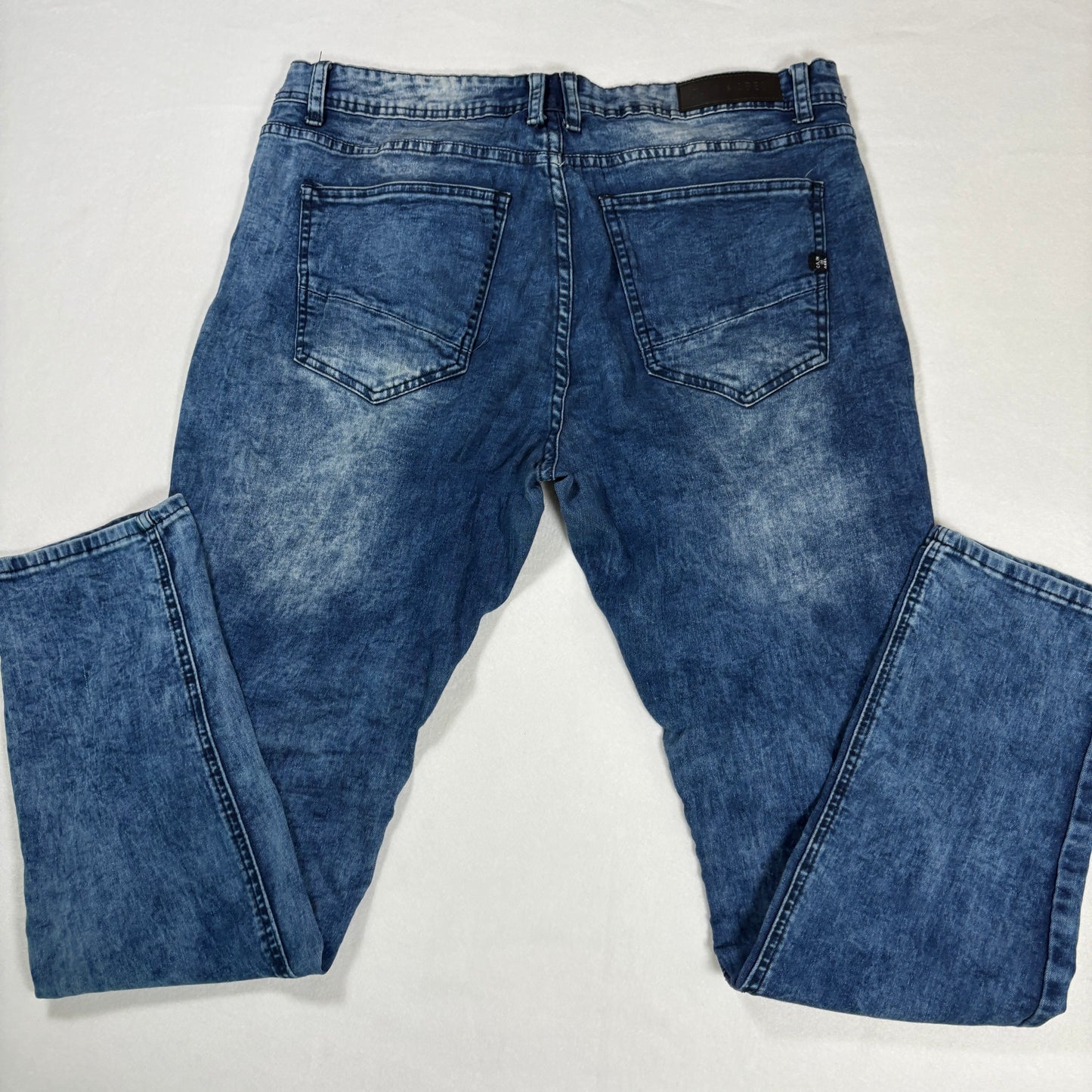 Cain & Abel Jeans Men’s Size 38 Distressed Moto Biker Blue Denim Stretch Pants