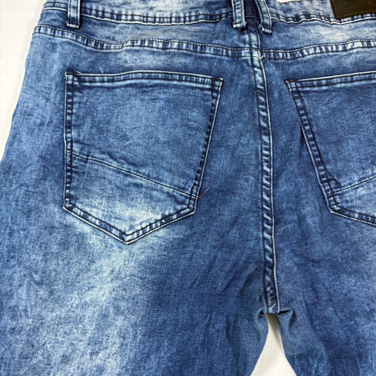 Cain & Abel Jeans Men’s Size 38 Distressed Moto Biker Blue Denim Stretch Pants