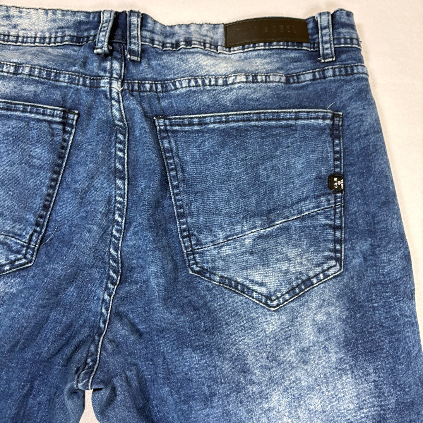 Cain & Abel Jeans Men’s Size 38 Distressed Moto Biker Blue Denim Stretch Pants