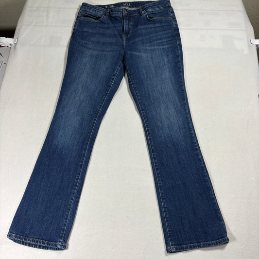 Womens Jeans Size 14 Mid Rise 32x30 Slim Bootcut Blue Stretch Y2K Style Pants