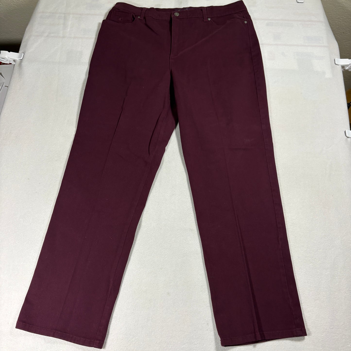 Gloria Vanderbilt Pants Womens 18 Burgundy Stretch Straight Leg Casual Wear Plus