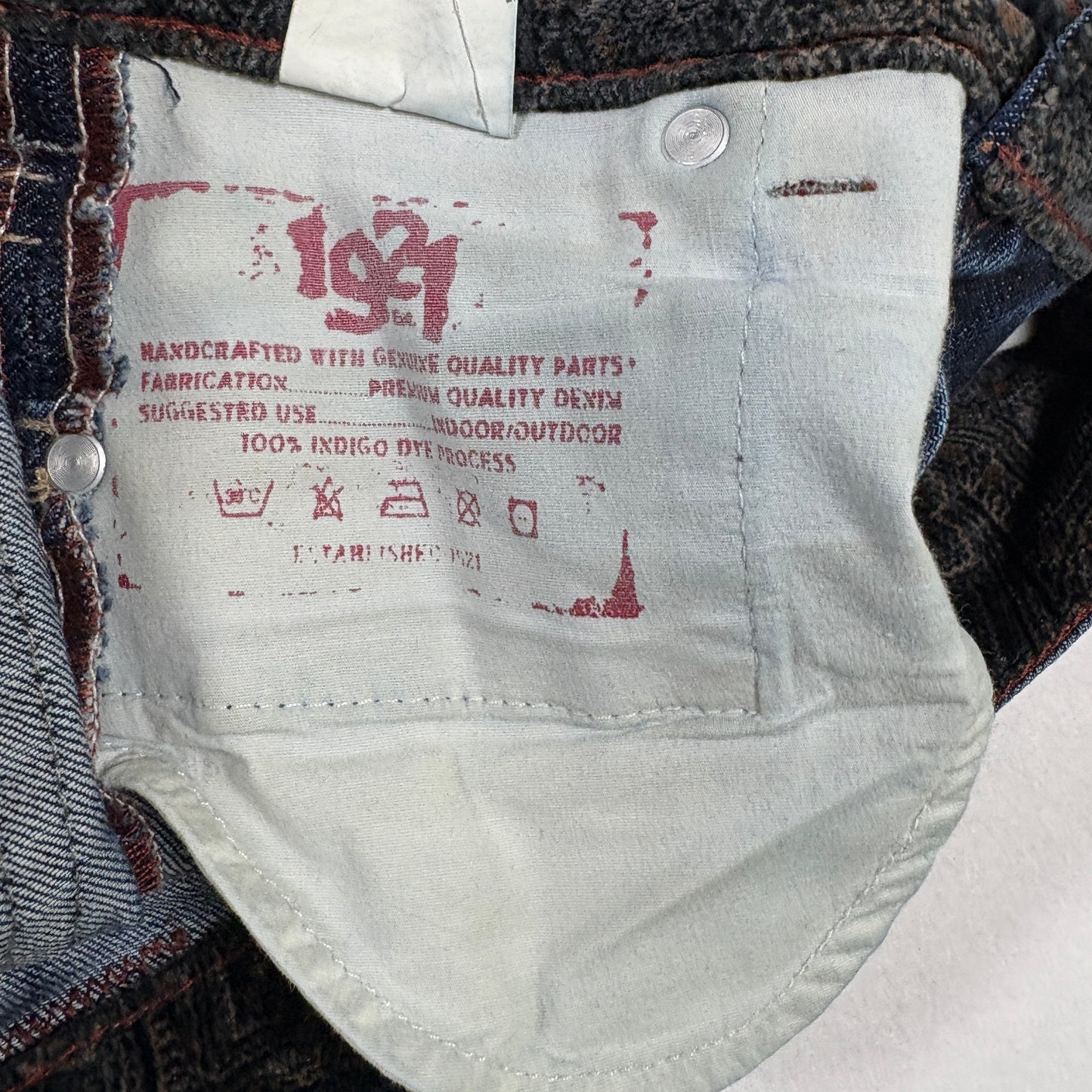 1921 Jeans Women’s 28x32 Bootcut Blue Denim Contrast Stitch Distressed Pockets