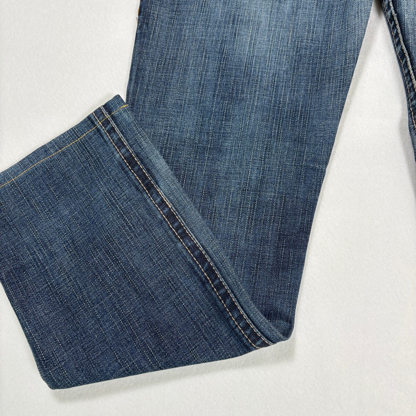 1921 Jeans Women’s 28x32 Bootcut Blue Denim Contrast Stitch Distressed Pockets