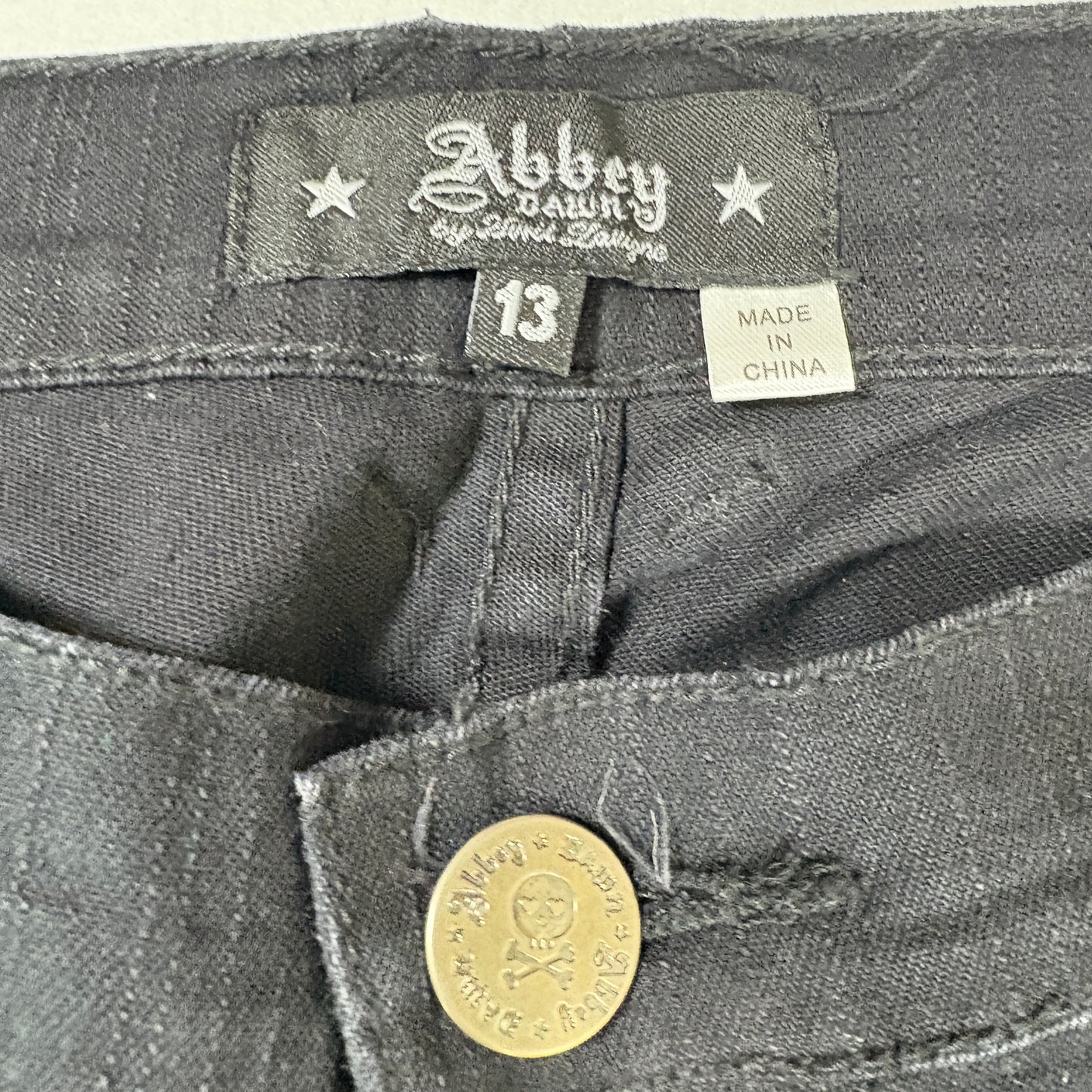 Abbey Dawn Jeans Women’s Size 13 Skinny Fit Black Denim Punk Rock Emo Goth