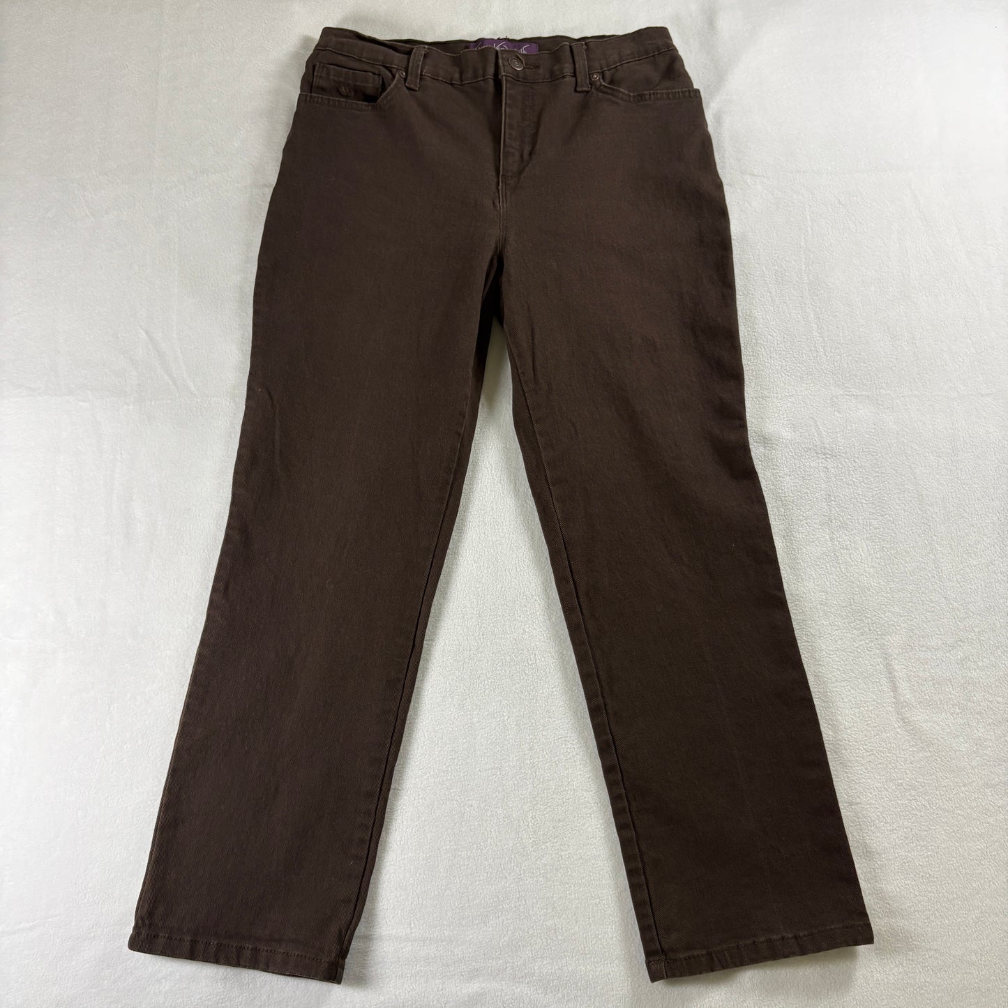 Gloria Vanderbilt Amanda Pants Womens 8P Brown Stretch Slim Fit Casual Modern Up