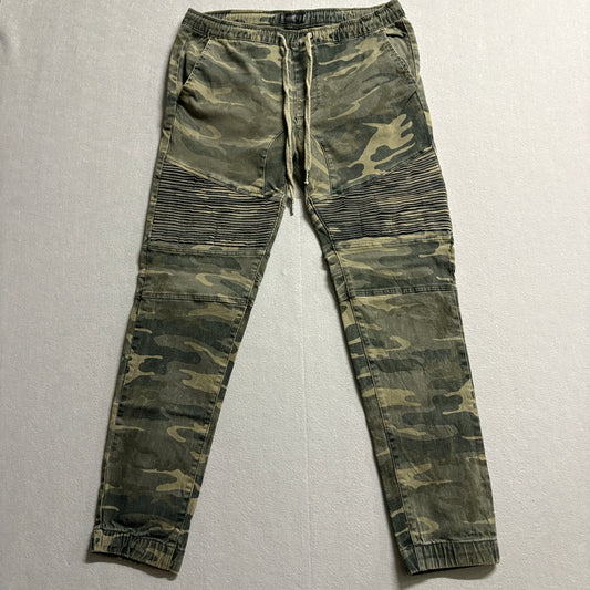 Camo Moto Jogger Pants Mens Medium Fits Like 32x28 Biker Streetwear Y2K